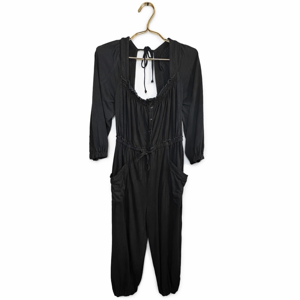 Daily Practice Anthropologie Mayotte Jumpsuit Black Long Sleeve Boho Size S - Picture 3 of 10